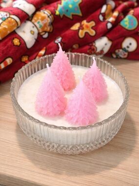 Pink Tree-Shaped Christmas Candle